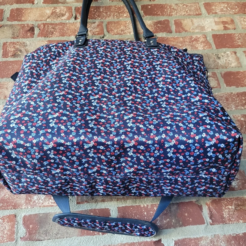 Jessica Simpson Large Travel Laptop Tote Bag Blue Mini Floral Motif  16 x 20 x 6 - Picture 12 of 16